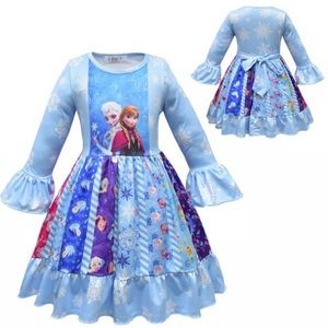 Frozen Elsa Anna long sleeve twirl dress